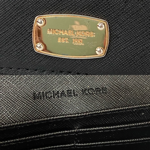 Michael Kors Black Saffiano Leather Envelope Wallet with Gold Tone Hardware - Picture 9 of 10